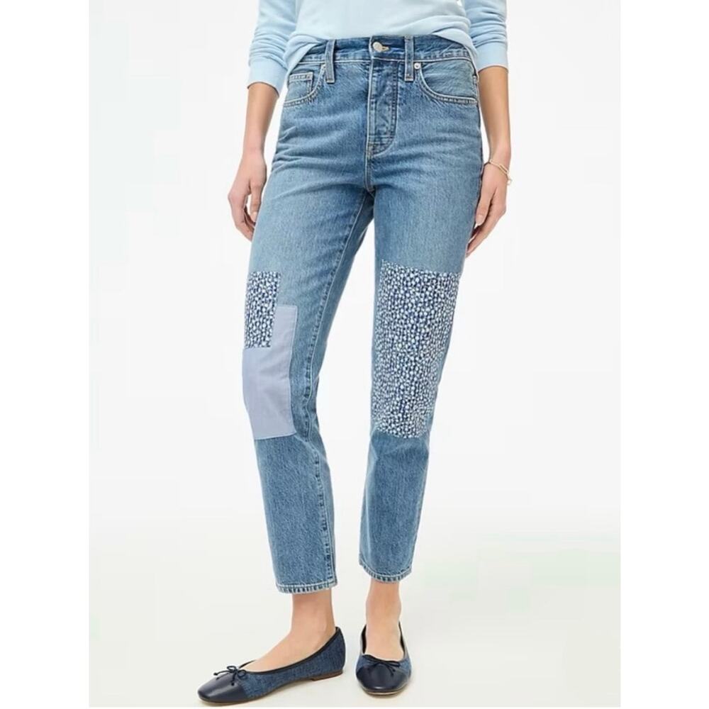 J. Crew 30R Slim Boyfriend Floral Patchwork Button-Fly Cotton Denim Jeans NWT